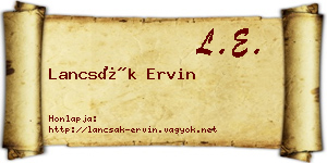 Lancsák Ervin névjegykártya