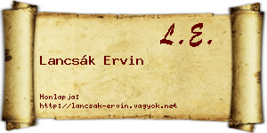 Lancsák Ervin névjegykártya